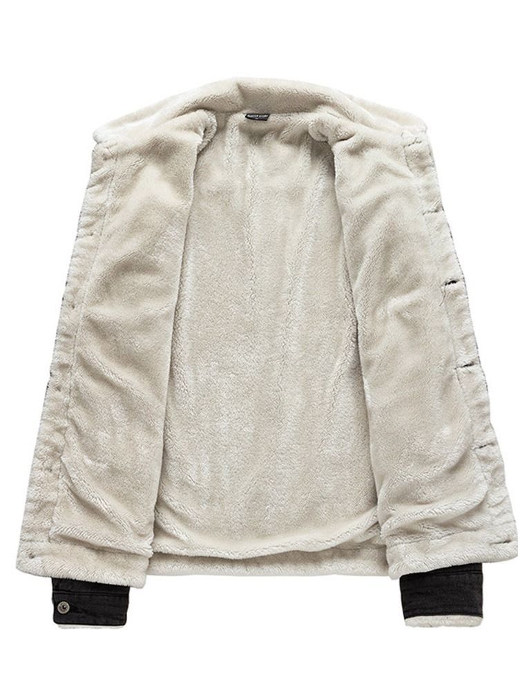 Vanlig Lapel Patchwork Höst Slimmad Jacka