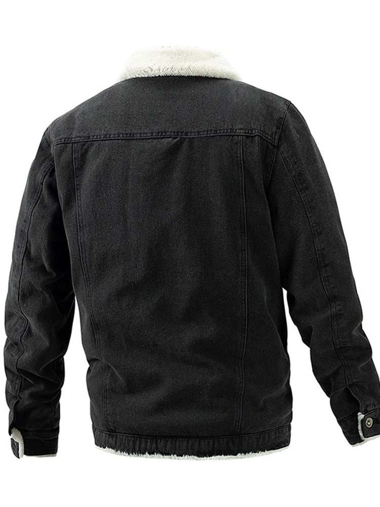 Vanlig Lapel Patchwork Höst Slimmad Jacka