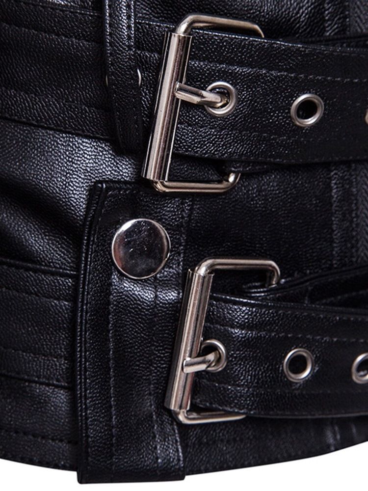 Vanlig Lapel Standard Blixtlås Fall Läderjacka
