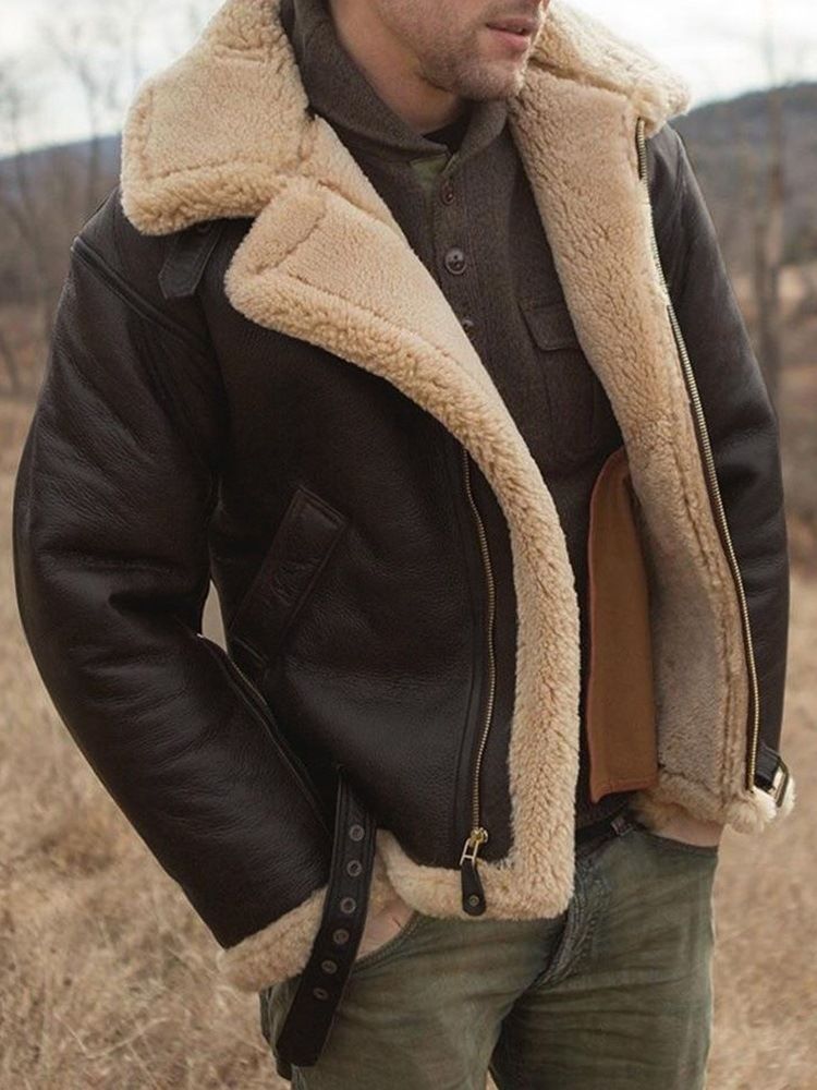 Vanlig Lapel Standard Slim England Läderjacka