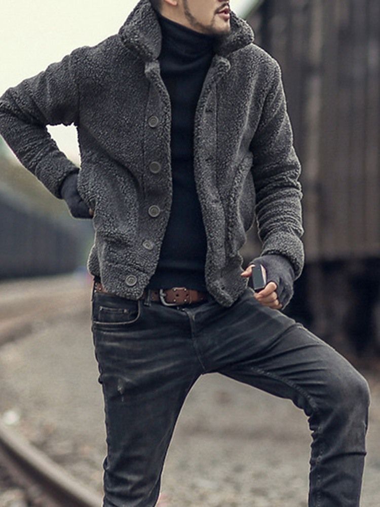 Vanlig Lapel Tjock Vinter Slimmad Jacka