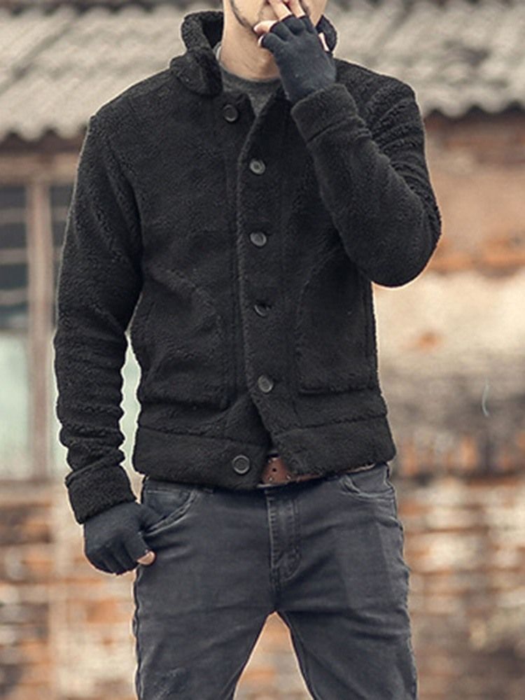 Vanlig Lapel Tjock Vinter Slimmad Jacka