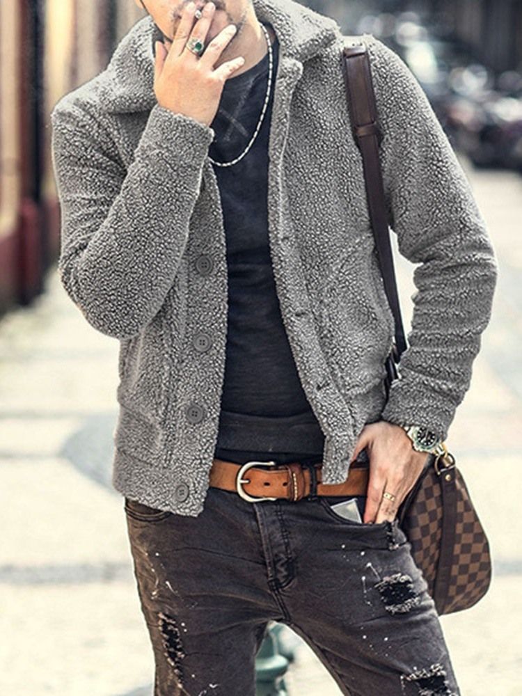 Vanlig Lapel Tjock Vinter Slimmad Jacka