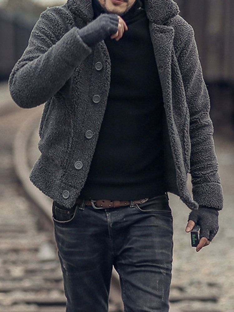 Vanlig Lapel Tjock Vinter Slimmad Jacka