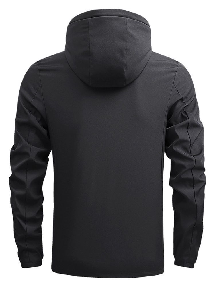 Vanlig Pocket Hooded European Zipper Jacket
