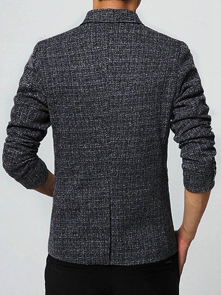Vanlig Slim Small Fit Naggslag Lapel Basic Small Size Leisure Blazer För Män