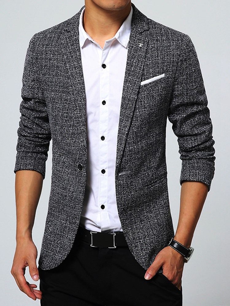 Vanlig Slim Small Fit Naggslag Lapel Basic Small Size Leisure Blazer För Män