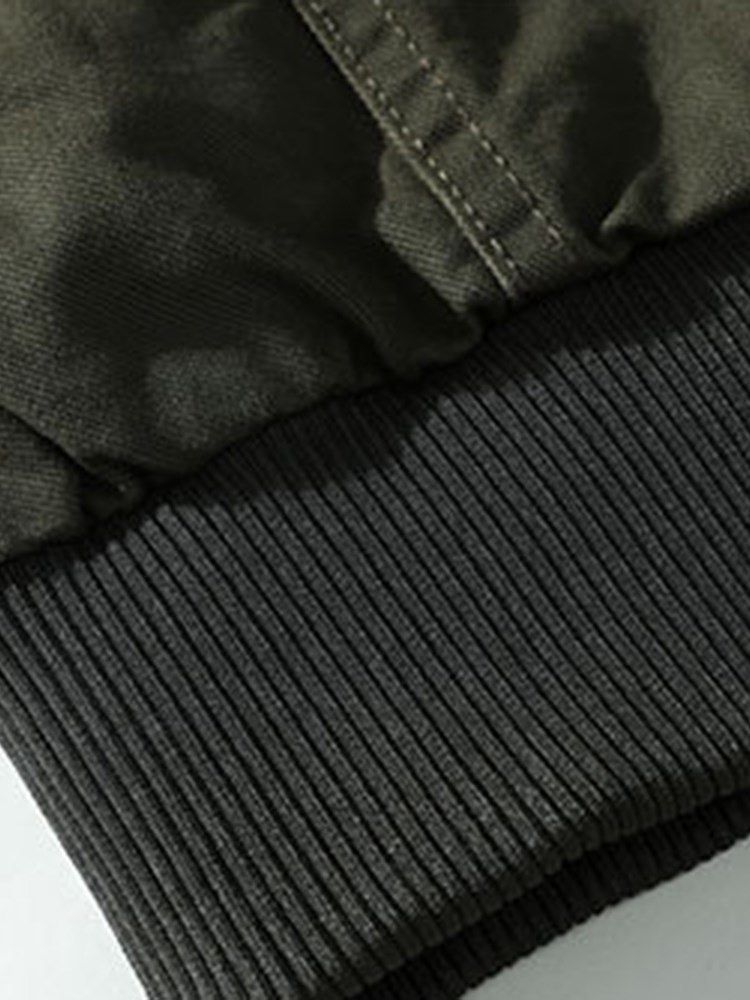 Vanlig Stativkrage Tjock Mäns Casual Zipper Jacka