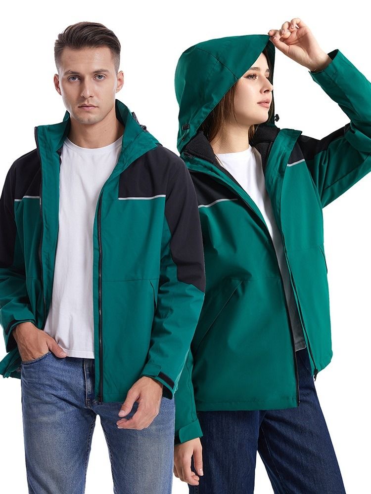 Vattentät Patchwork Polyester Fotvandring Unisex Tvådelade Kostym Toppar