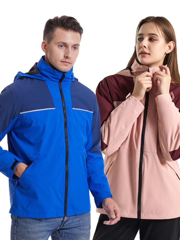 Vattentät Patchwork Polyester Fotvandring Unisex Tvådelade Kostym Toppar