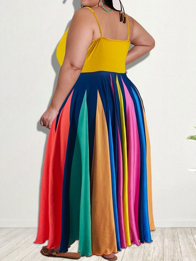 Ärmlös V-Ringad Golvlång Expansionsklänning Plus Size