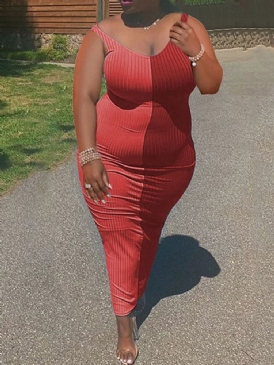 Ankellång Patchwork Ärmlös Tröja Bodycon Klänning Plus Size