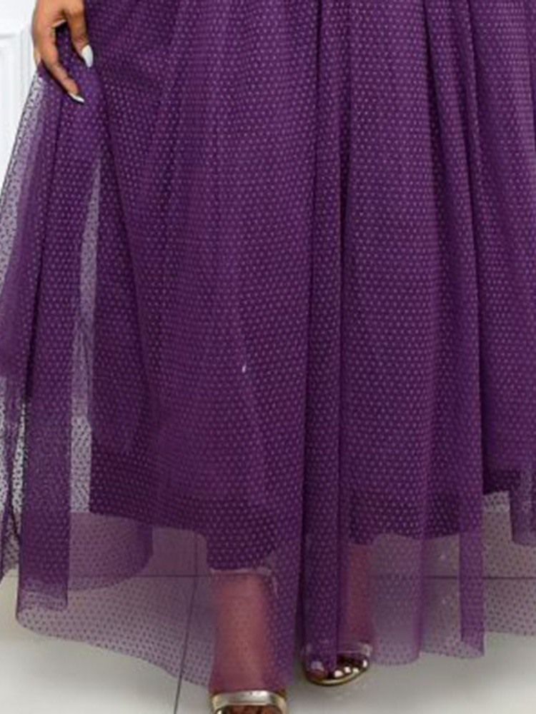 Ankellång V-Hals Patchwork Office Lady Pullover Maxiklänning Plus Size