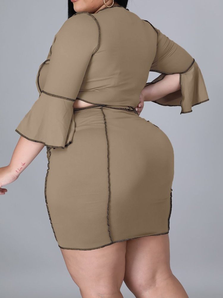 Asymmetrisk Western Color Block Bodycon Pullover I Två Delar