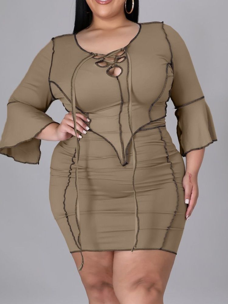 Asymmetrisk Western Color Block Bodycon Pullover I Två Delar