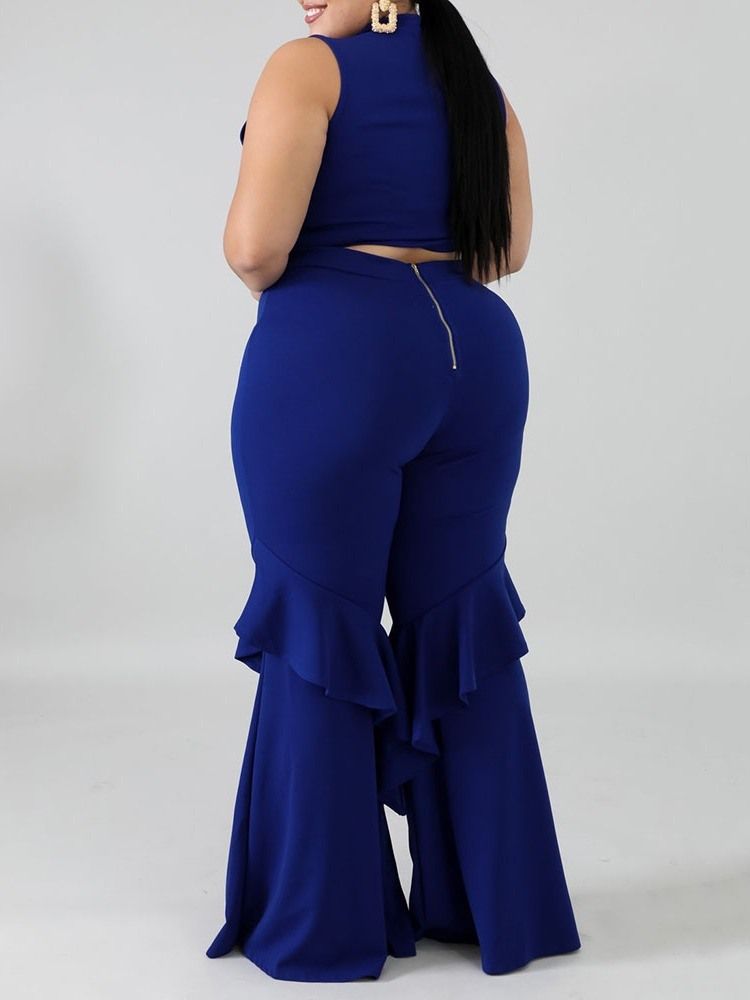 Byxor Enfärgade Stringy Selvedge Bellbottoms Pullover Dam Tvådelad Set