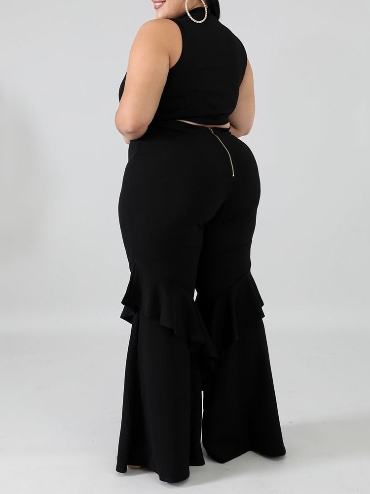 Byxor Enfärgade Stringy Selvedge Bellbottoms Pullover Dam Tvådelad Set
