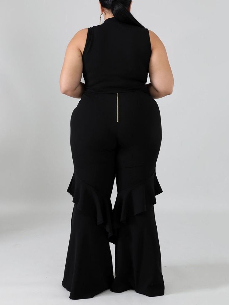 Byxor Enfärgade Stringy Selvedge Bellbottoms Pullover Dam Tvådelad Set