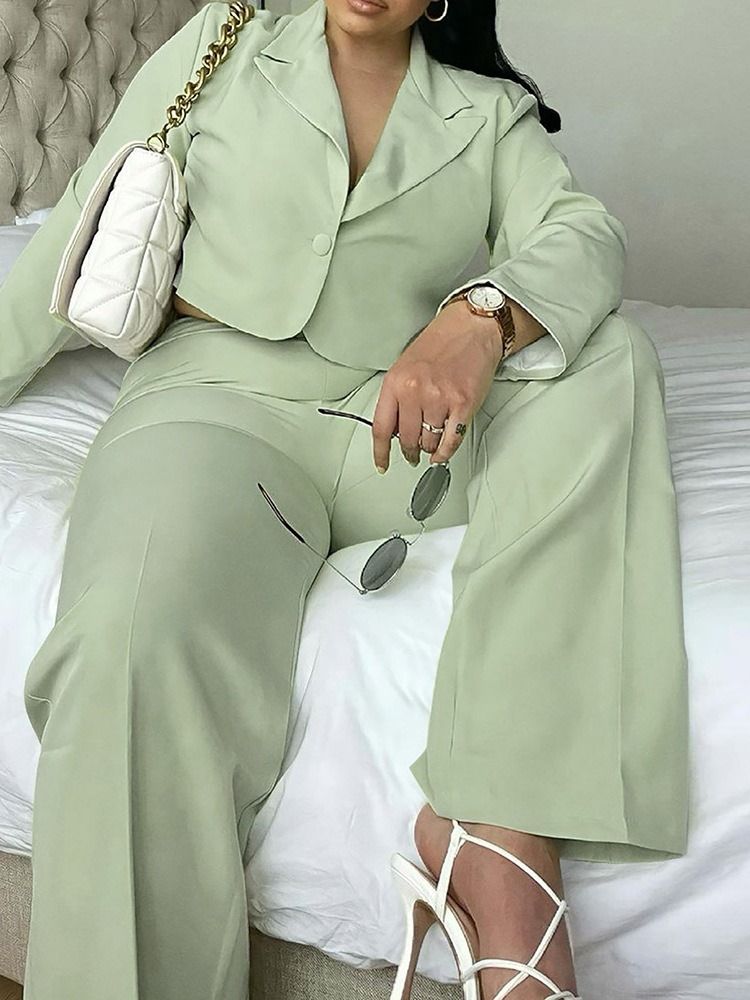 Byxor Mode Hellängd Långärmad Damkostym Plus Size