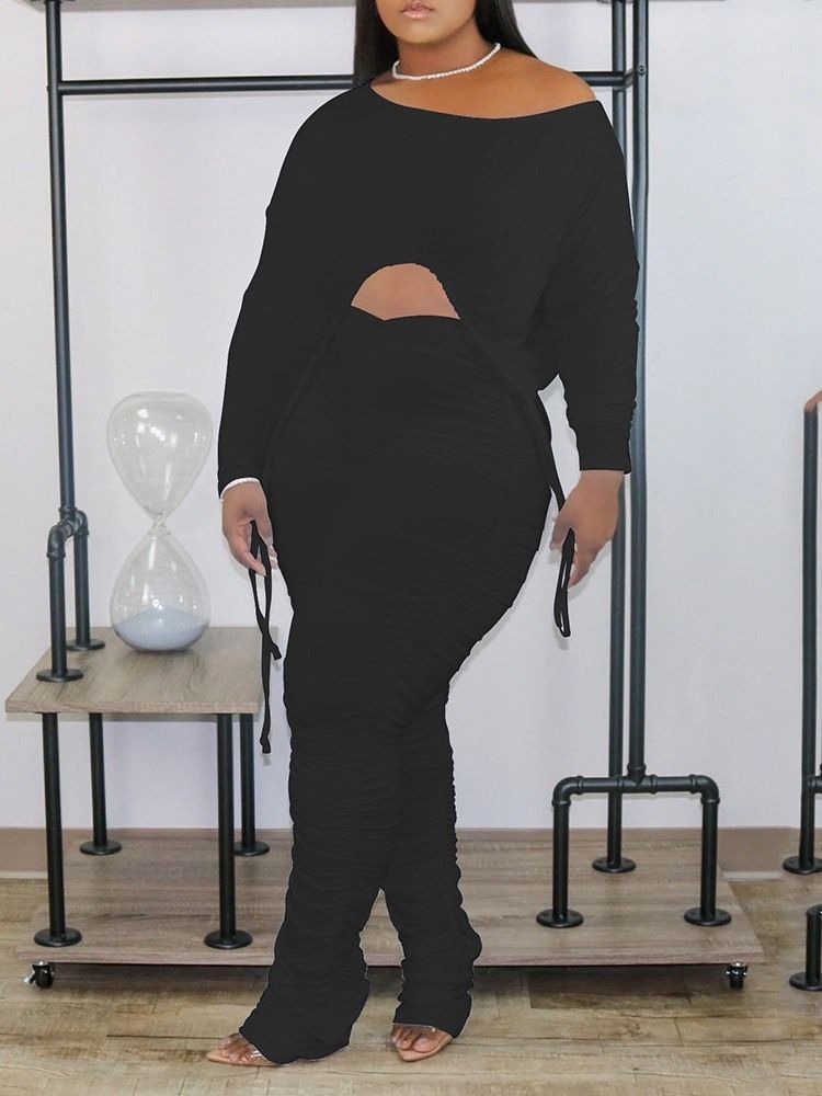 Byxor Vanlig Casual Pullover Tvådelad Set Dambyxor Set Plus Size