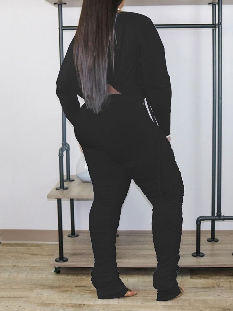 Byxor Vanlig Casual Pullover Tvådelad Set Dambyxor Set Plus Size