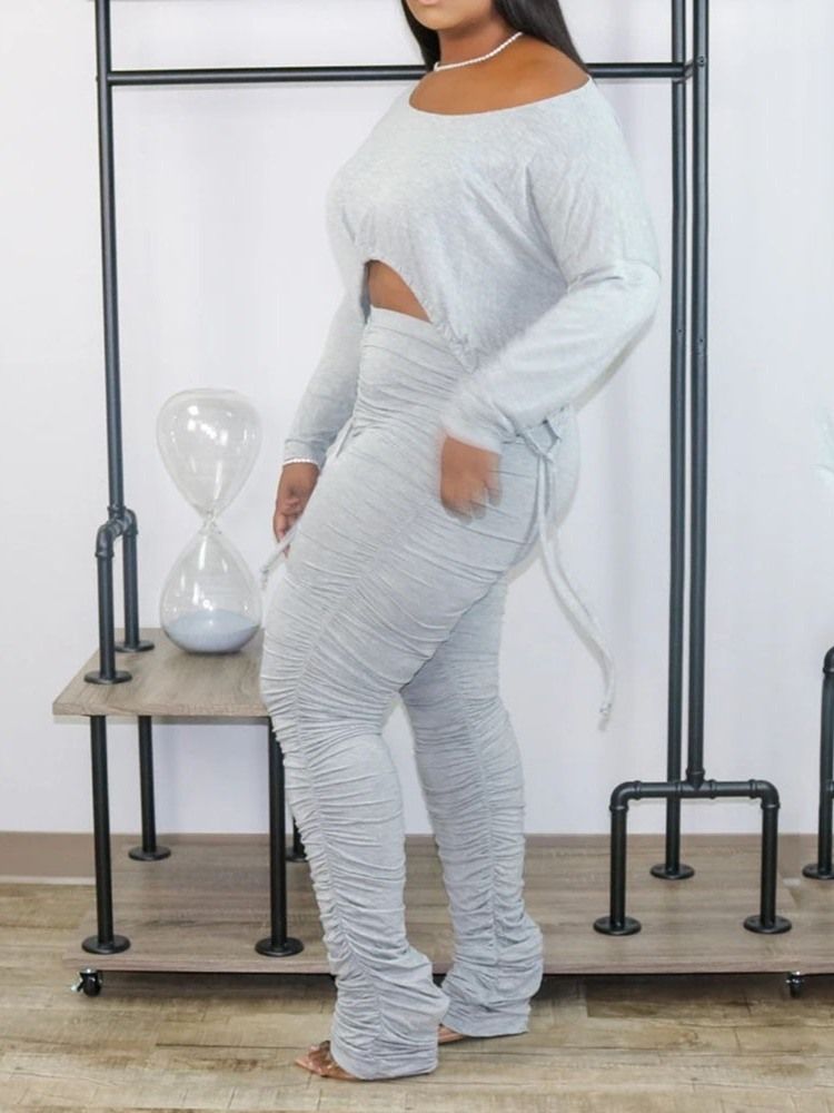 Byxor Vanlig Casual Pullover Tvådelad Set Dambyxor Set Plus Size