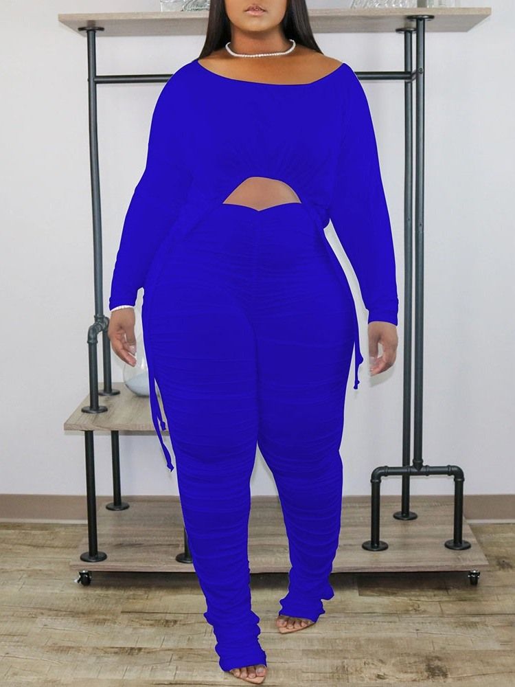 Byxor Vanlig Casual Pullover Tvådelad Set Dambyxor Set Plus Size