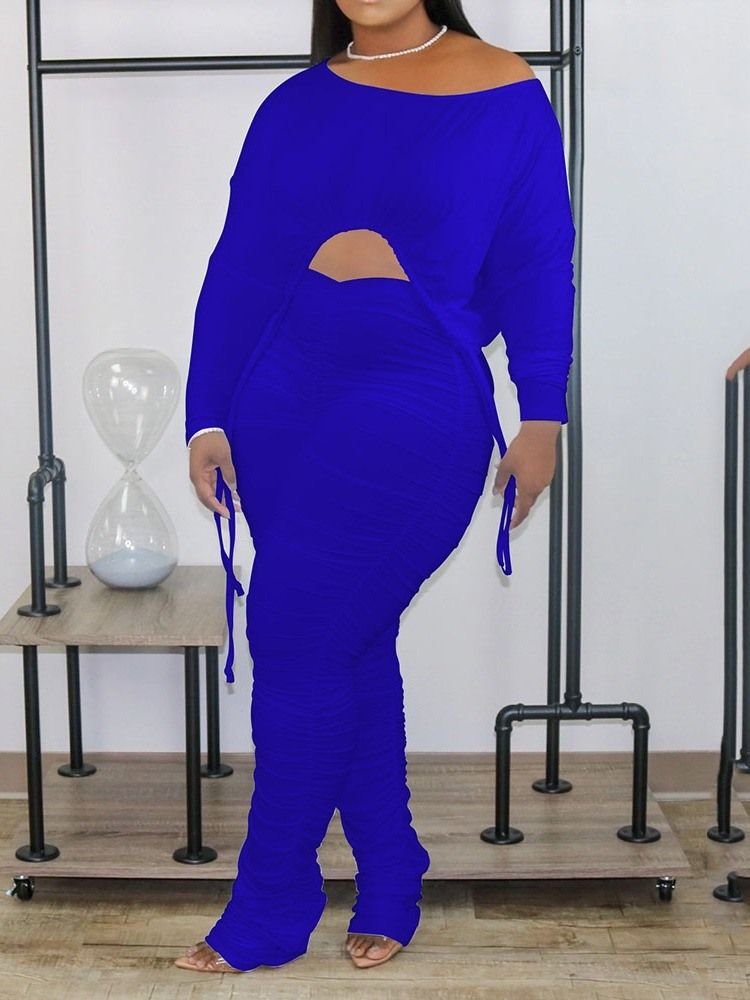 Byxor Vanlig Casual Pullover Tvådelad Set Dambyxor Set Plus Size