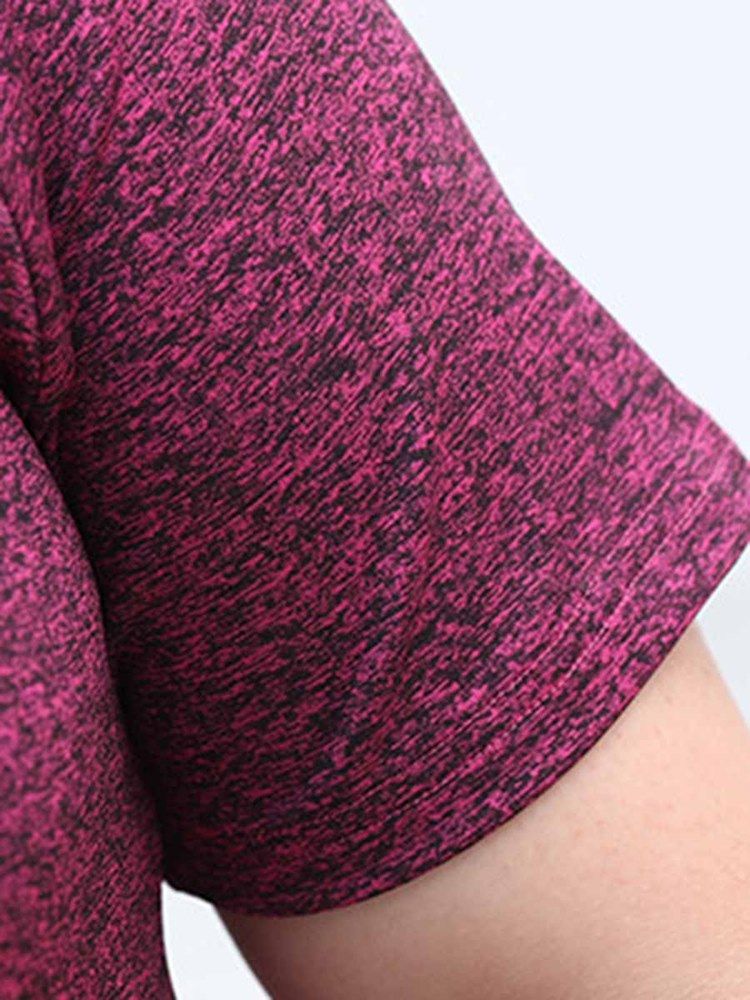 Damer I Plus Size Print Letter Kortärmade Sport Toppar