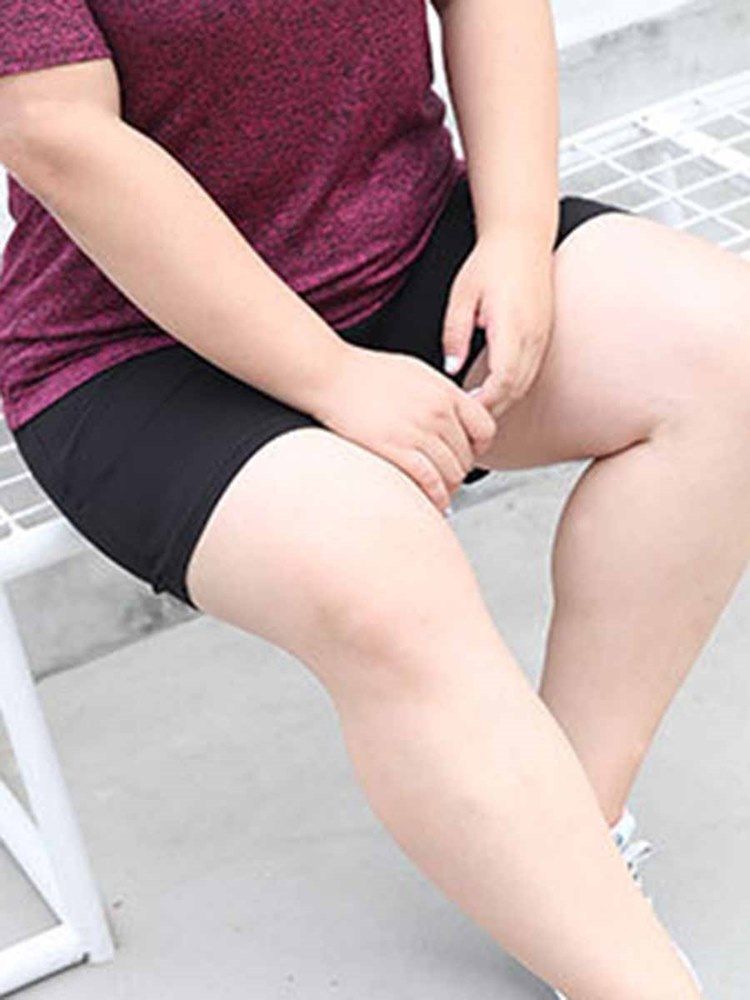 Damer Plus Size Fickor Letter löpning Yoga Sports Shorts