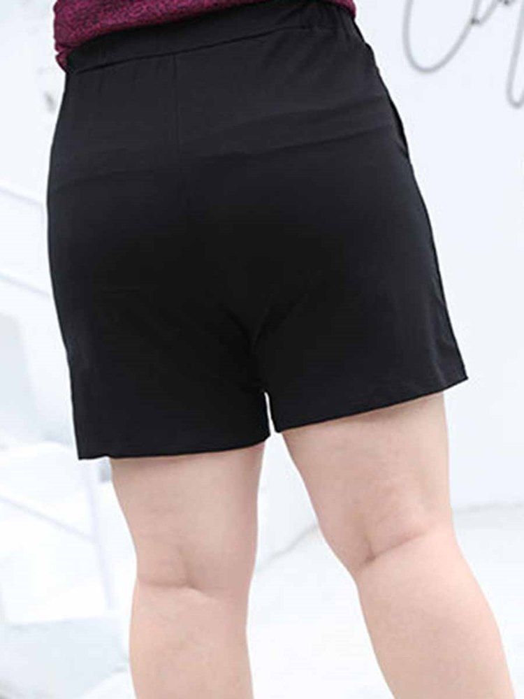 Damer Plus Size Fickor Letter löpning Yoga Sports Shorts