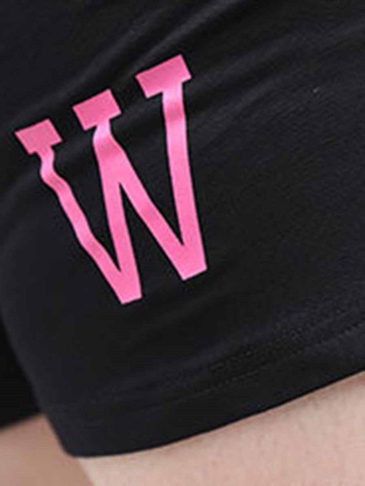 Damer Plus Size Fickor Letter löpning Yoga Sports Shorts