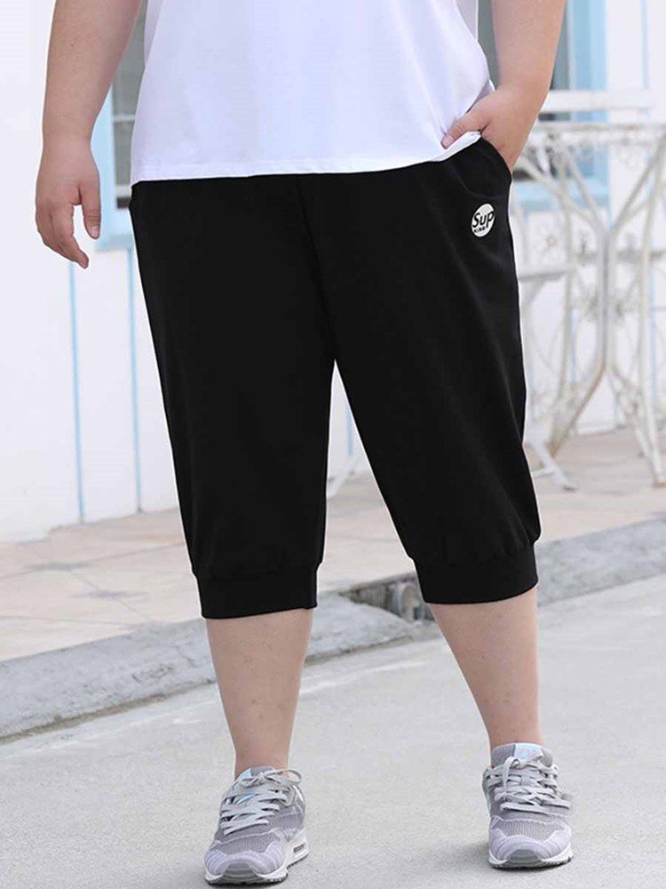 Damfickor i plusstorlek Letter Mid-Calf Yoga Byxor