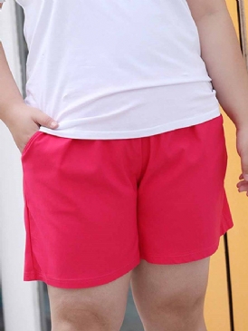 Damfickor I Stora Storlekar Solida Shorts Sommarsportbyxor