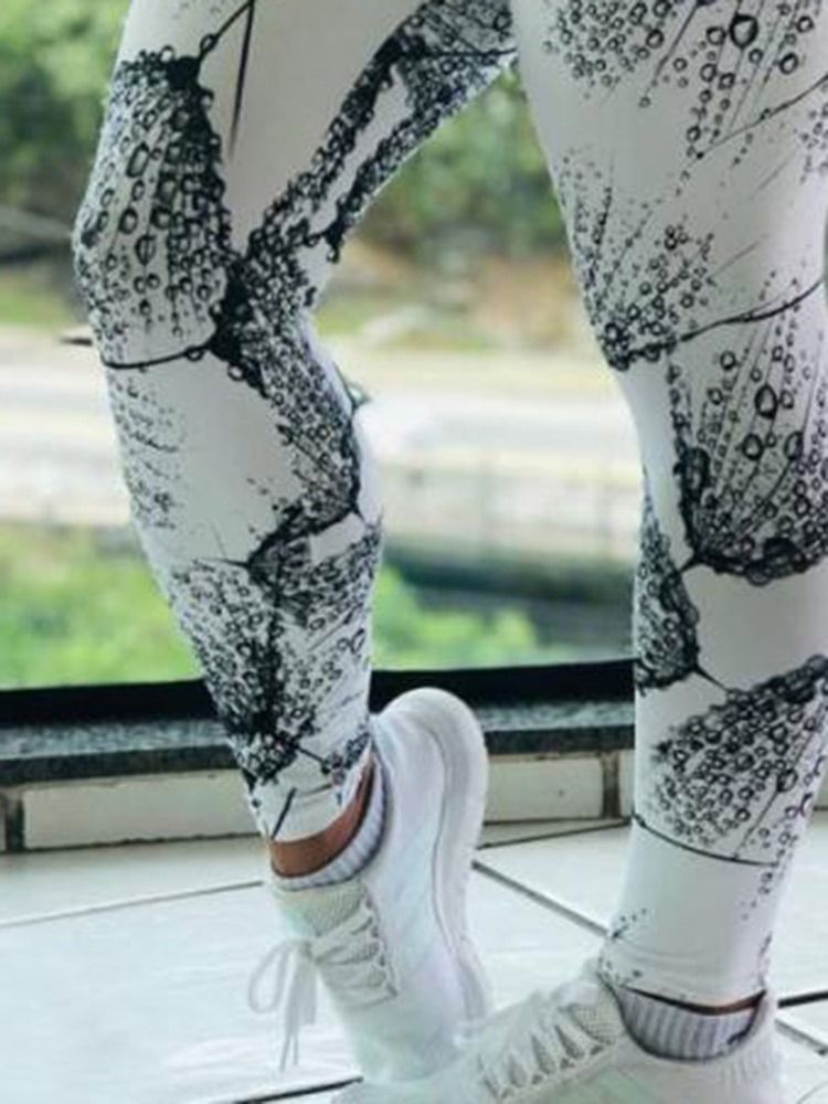 Damtrycksfärgblock Andas Leggings I Full Längd Yogabyxor Tiktok Leggings Med Hög Midja