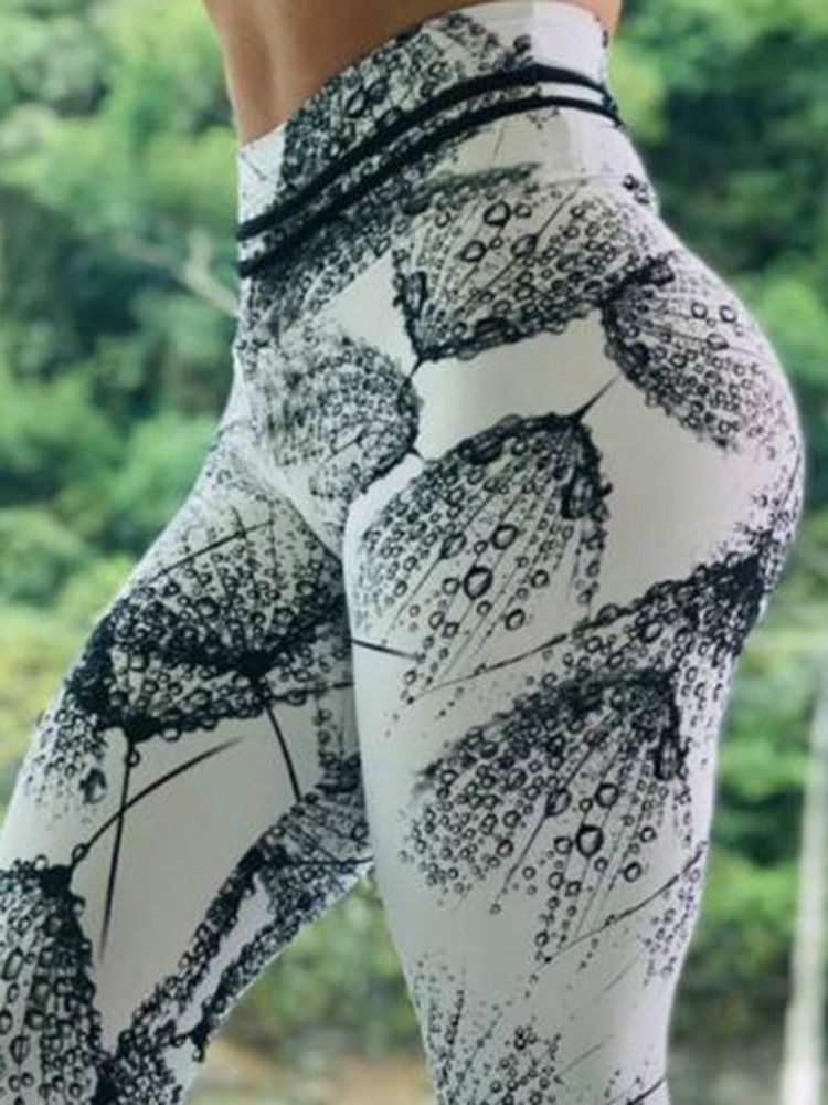 Damtrycksfärgblock Andas Leggings I Full Längd Yogabyxor Tiktok Leggings Med Hög Midja
