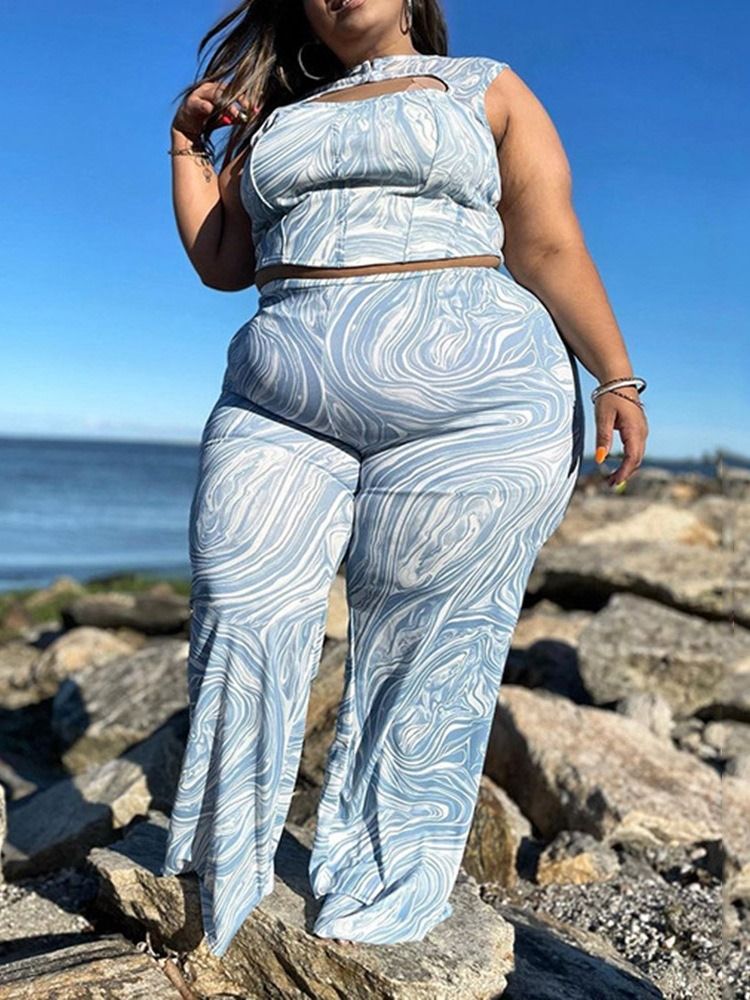 Fashion Hollow Pants Pullover Tvådelad Set