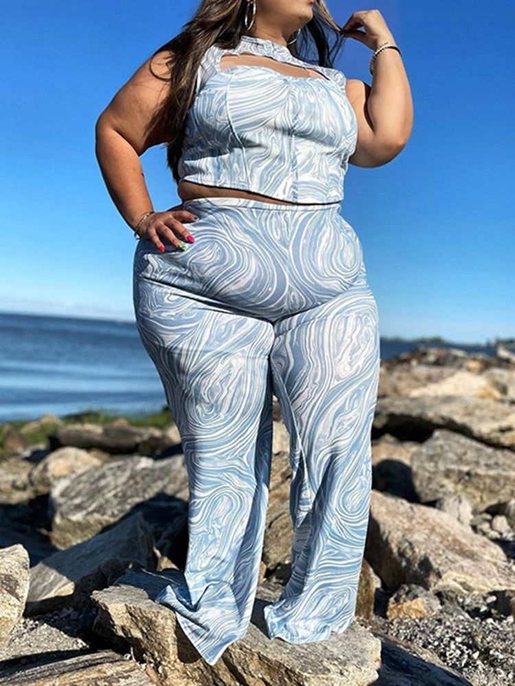 Fashion Hollow Pants Pullover Tvådelad Set