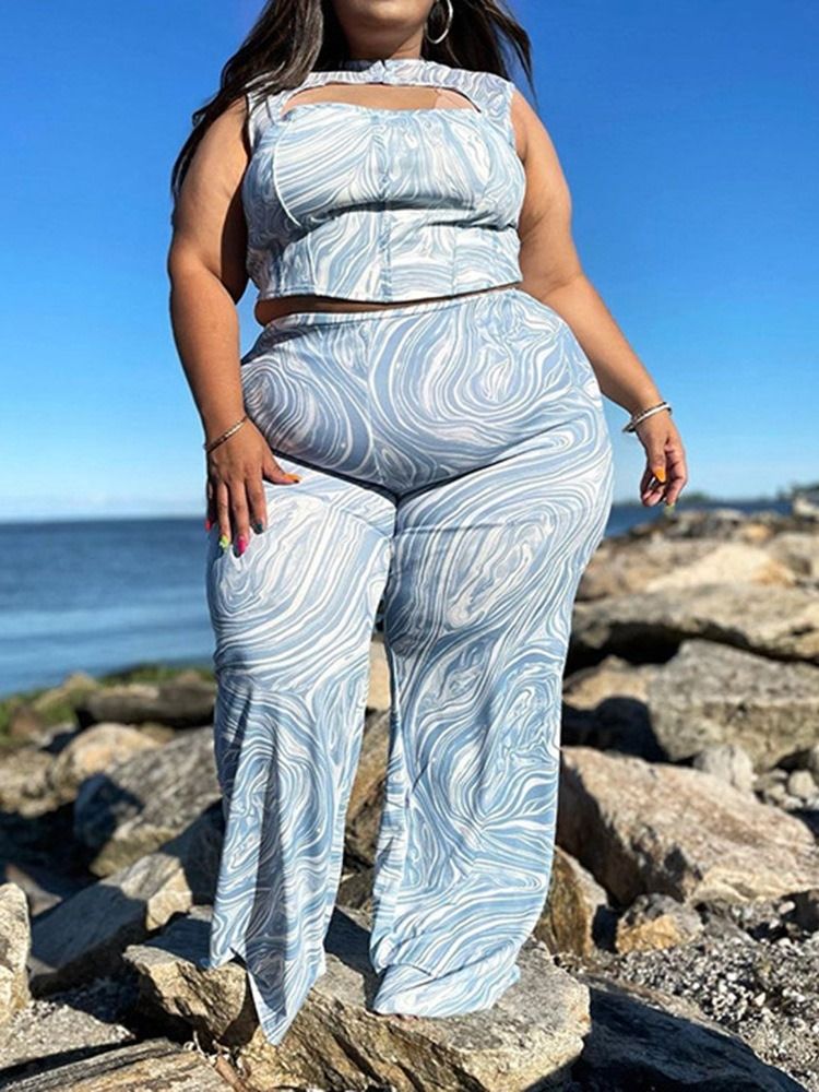 Fashion Hollow Pants Pullover Tvådelad Set