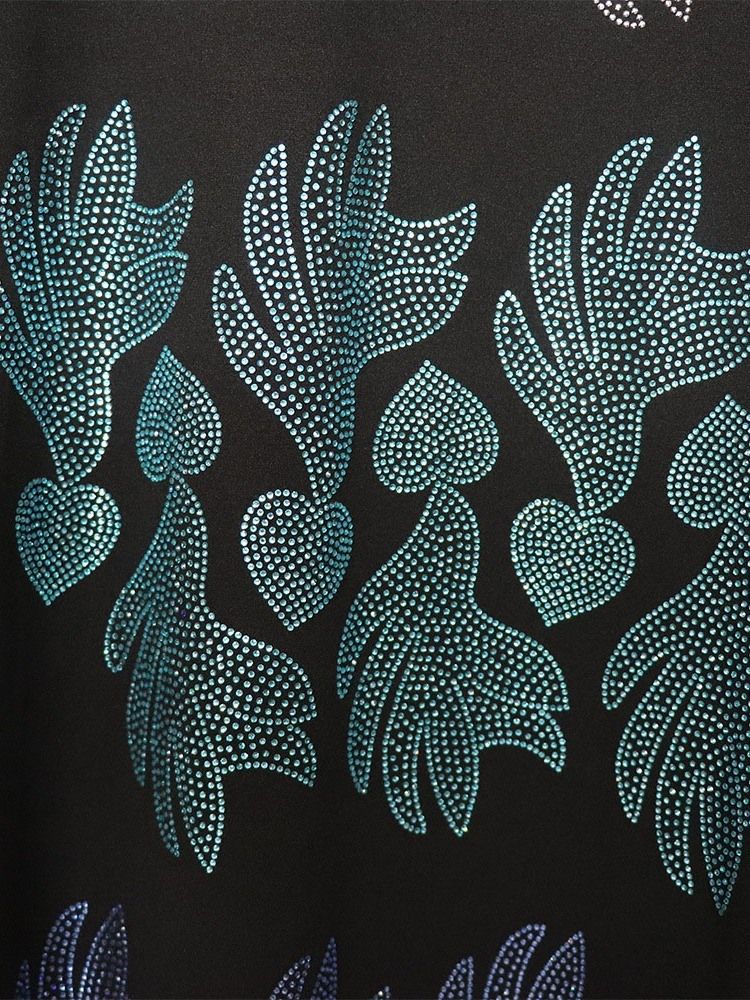 Golvlång Strass Långärmad Lantern Sleeve Color Block Klänning