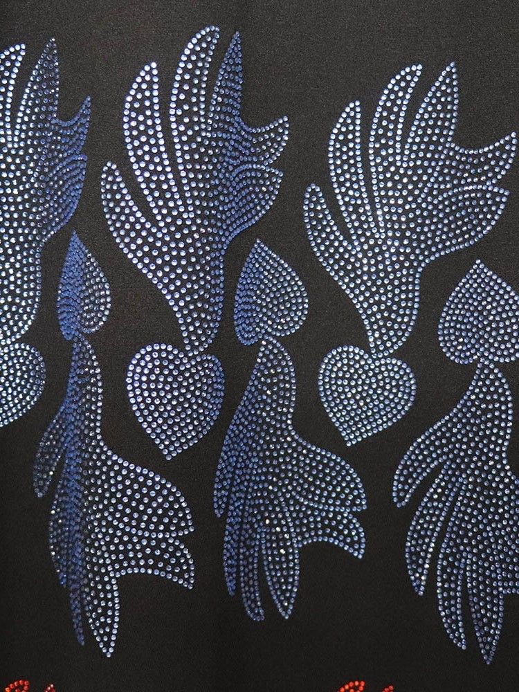 Golvlång Strass Långärmad Lantern Sleeve Color Block Klänning
