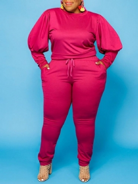 Hoodie Plus Size Vanlig Pullover Pencil Byxor Dam Tvådelad Set