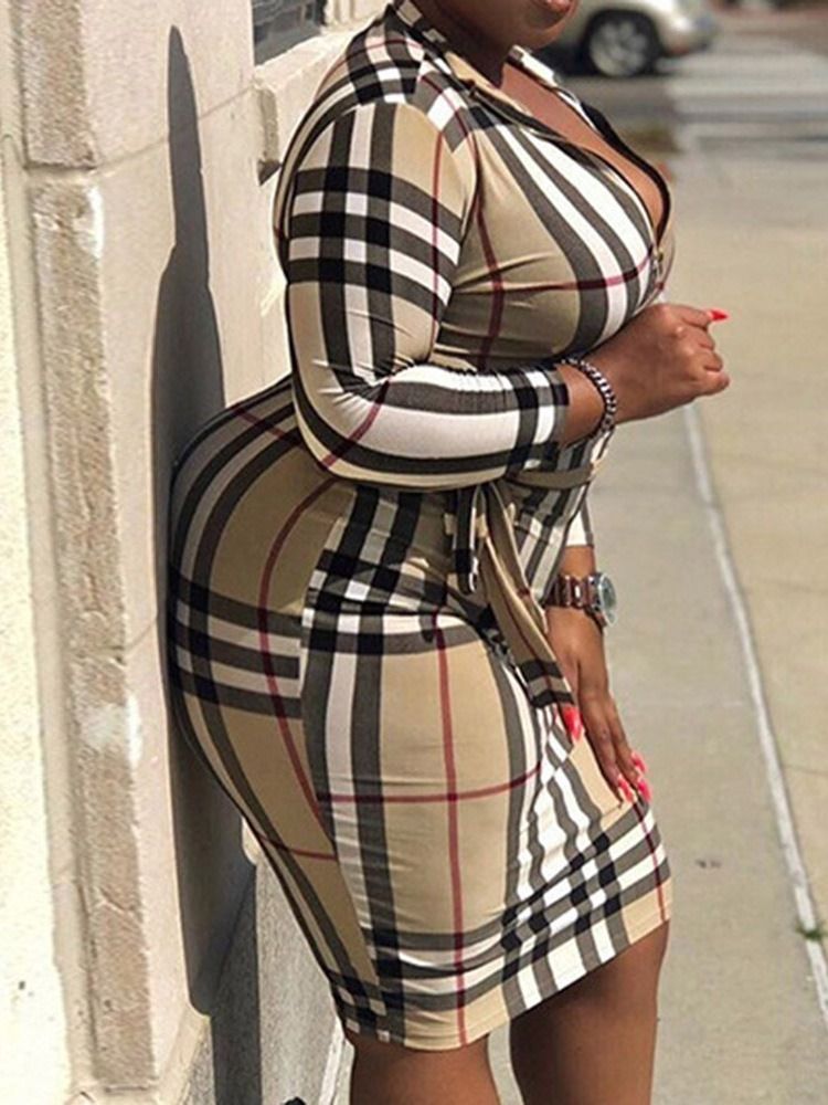 Knälång Nio Punkters Ärm Spets-Tröja Bodycon Klänning Plus Size