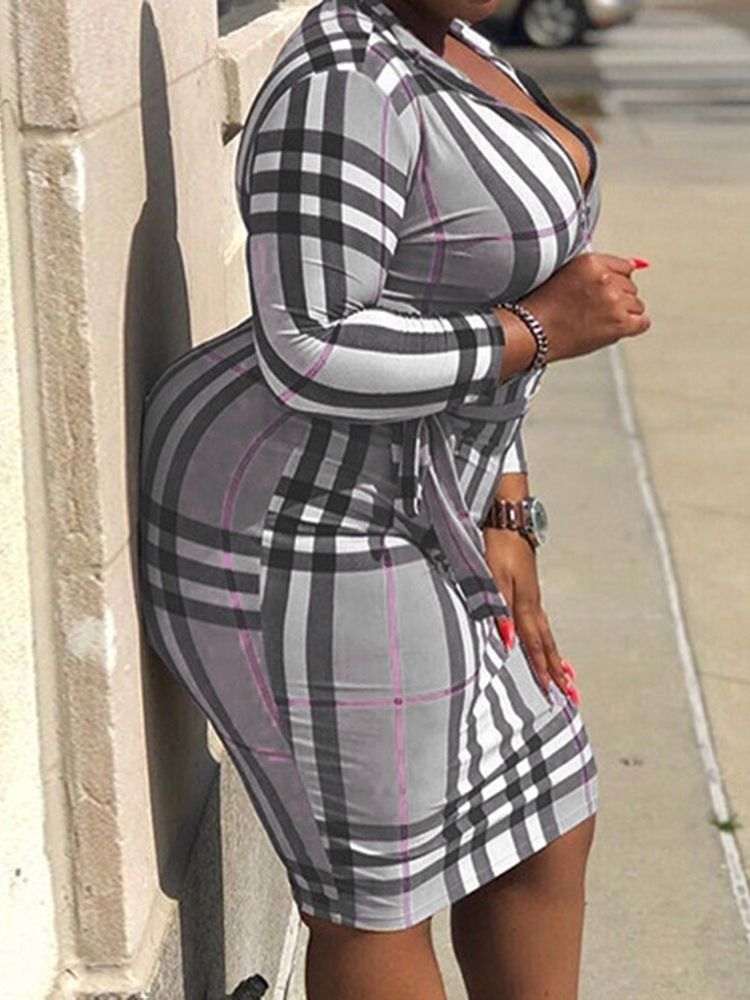 Knälång Nio Punkters Ärm Spets-Tröja Bodycon Klänning Plus Size