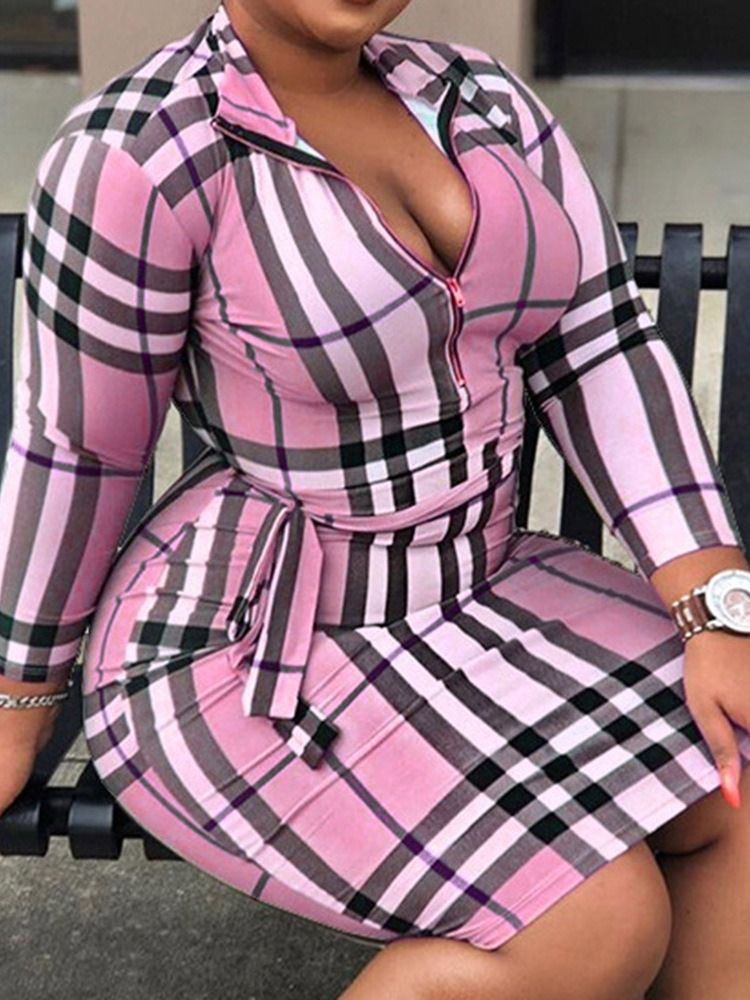 Knälång Nio Punkters Ärm Spets-Tröja Bodycon Klänning Plus Size