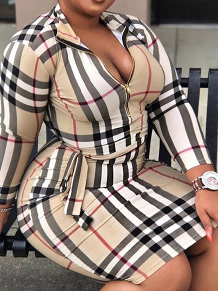 Knälång Nio Punkters Ärm Spets-Tröja Bodycon Klänning Plus Size