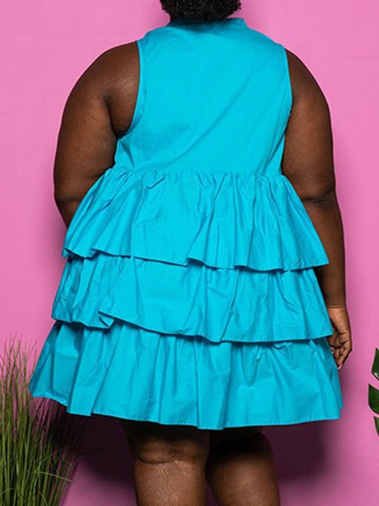 Knapp Ärmlös Ovanför Knäet Klänning Fritidsklänning Plus Size
