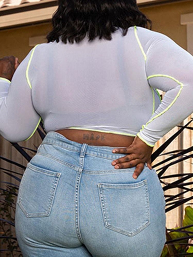 Kort Fyrkantig Hals Enkel Mode T-Shirt Dam Plus Size
