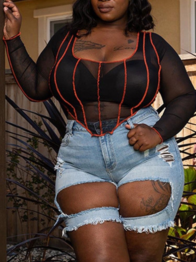 Kort Fyrkantig Hals Enkel Mode T-Shirt Dam Plus Size