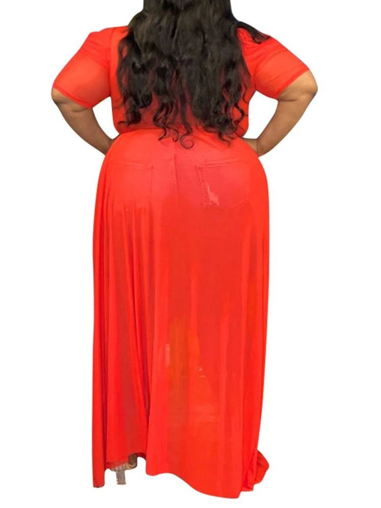 Kortärmad Enfärgad Rundhalsad Kontorsdam T-Shirt Plus Size